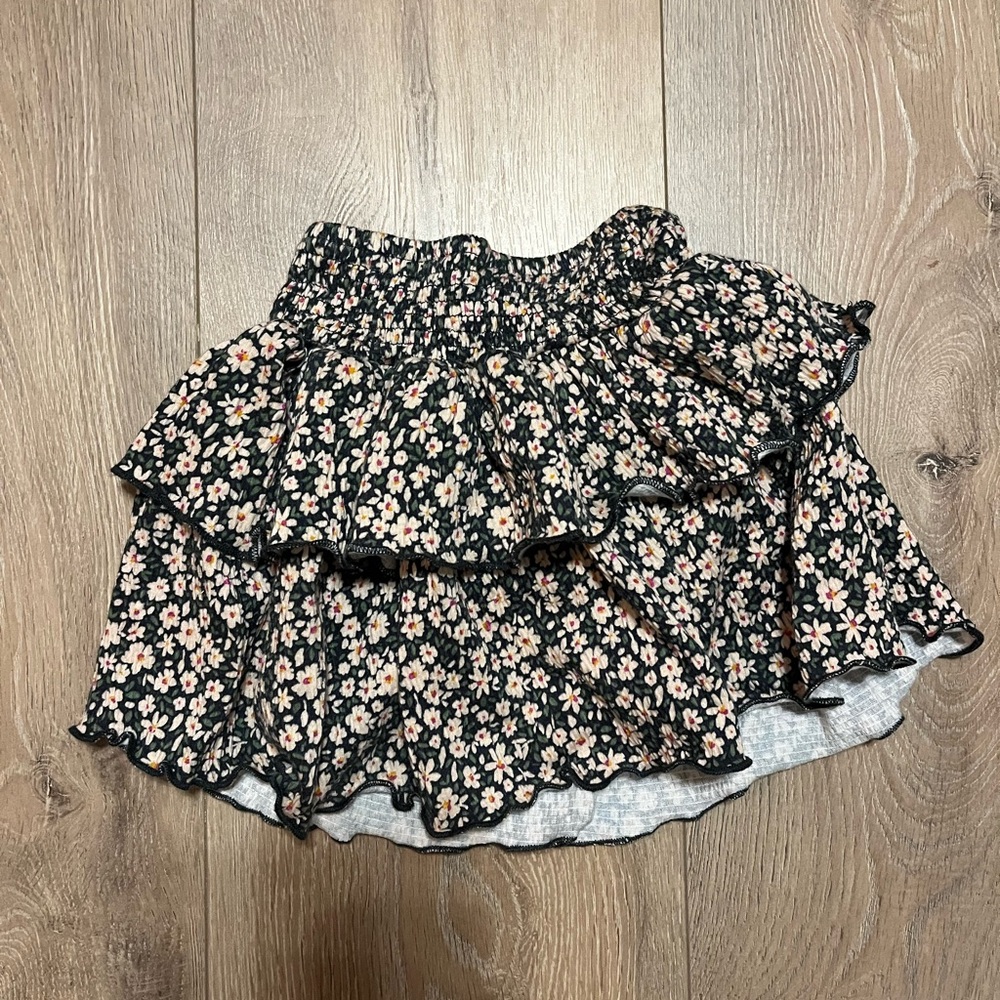 Zara Black and Pink Floral Skirt